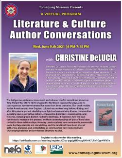 flyer of author Christine Deluca and Tomaquag Museum