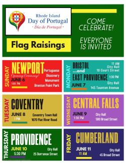 flyer with text with Portuguese flag raising dates