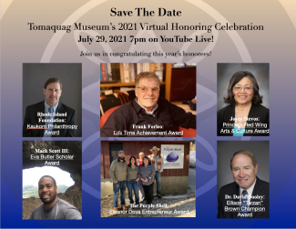 men and women on flyer for Tomaquag Museum's honoring event