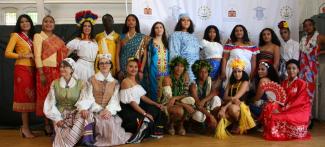 multicultural models pose for group photo
