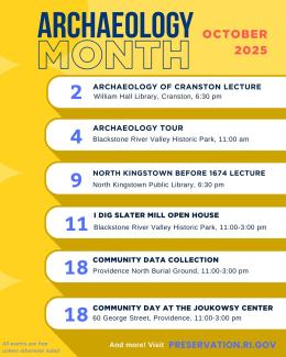 Event calendar for Archaeology Month